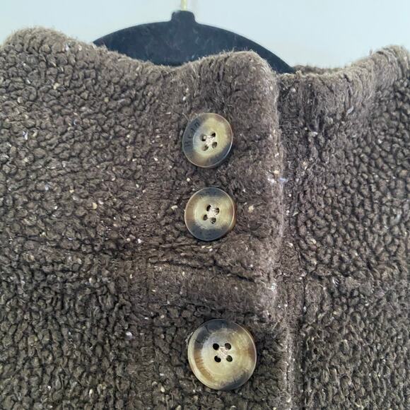 Vintage L.L. Bean Sherpa Cardigan Sweater Brown Tweed Womens Size Medium - Picture 3 of 8